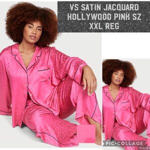 Victoria ’s secret satin long sleeve pj’s XXL Hollywood pink